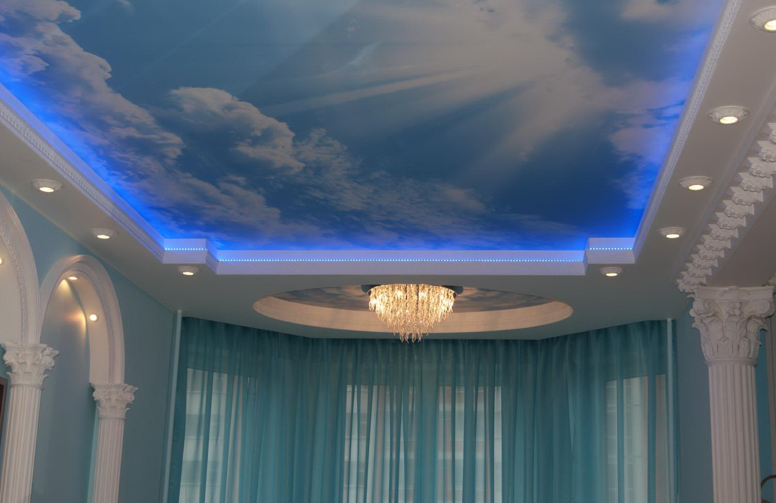 Теневой потолок натяжной с подсветкой фото